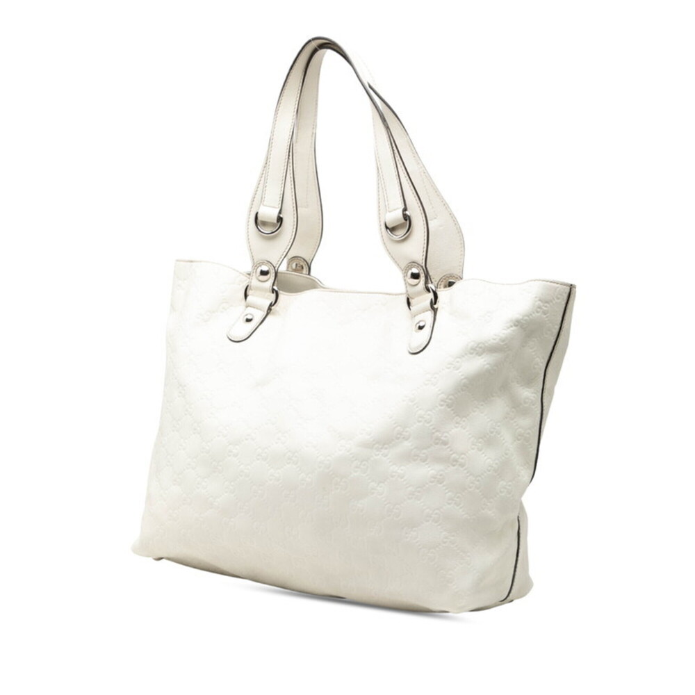 GUCCI Authentic White Leather Horsebit Shoulder Bag - Picture 2 of 6
